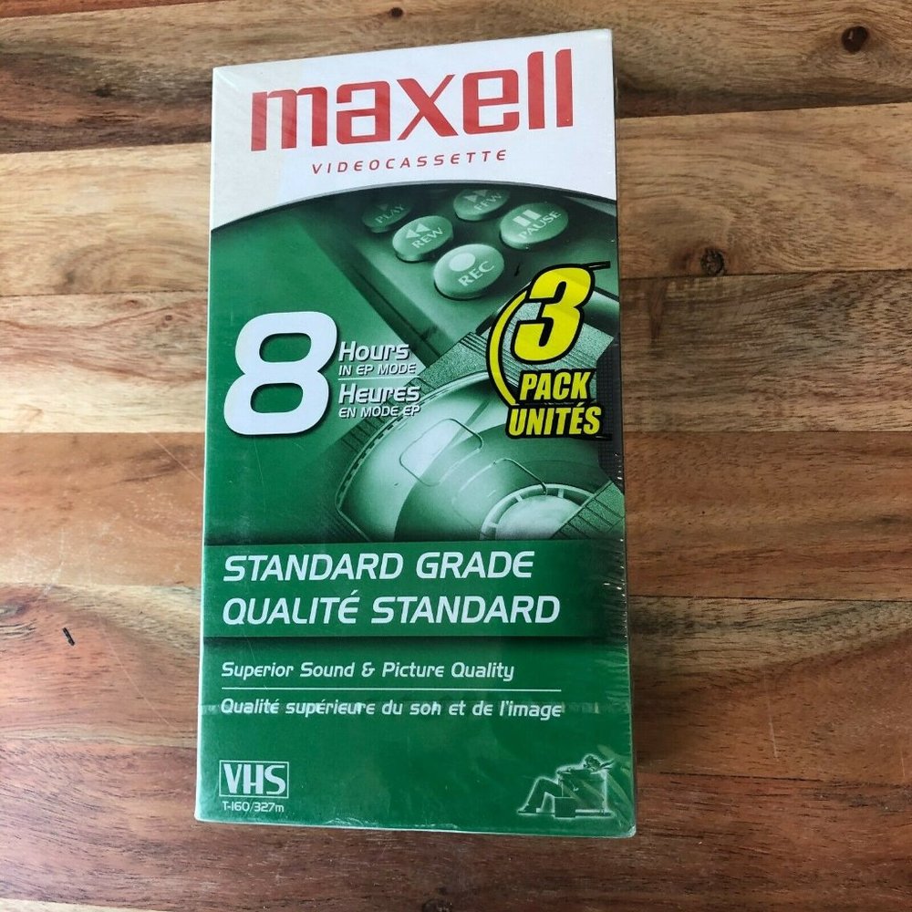 MAXELL VHS TAPES 8 HOUR PACK OF 3 NEW